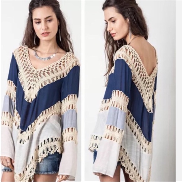 Tops - NWOT crotchet color block top